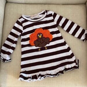 Thanksgiving dress. Brown and white. 12-24 month.
